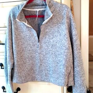 Fabletics  Alpine Quarter Zip Sweater Womens Heather Gray Fleece Pullover XL